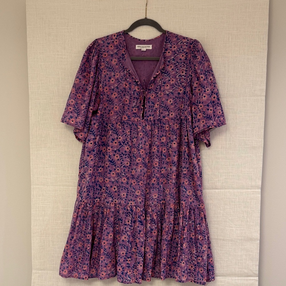 Emerson Fry/India Collection Purple Floral Midi Dress